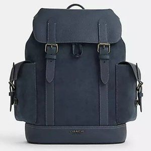 Coach Hudson Gunmetal Denim Suede Leather Backpack